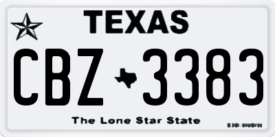 TX license plate CBZ3383