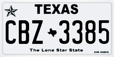 TX license plate CBZ3385