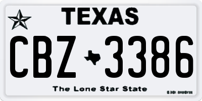 TX license plate CBZ3386