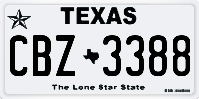 TX license plate CBZ3388