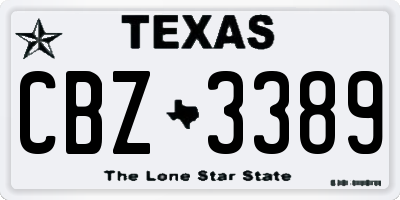 TX license plate CBZ3389