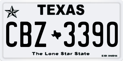 TX license plate CBZ3390
