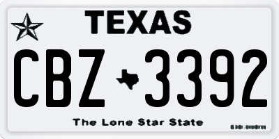 TX license plate CBZ3392