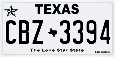 TX license plate CBZ3394