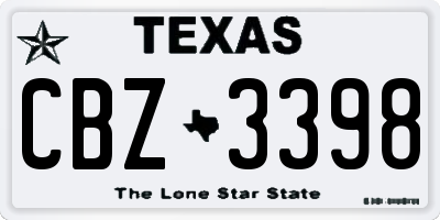 TX license plate CBZ3398