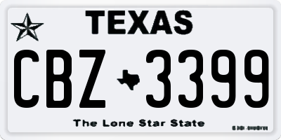 TX license plate CBZ3399