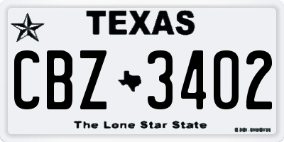 TX license plate CBZ3402