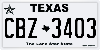 TX license plate CBZ3403