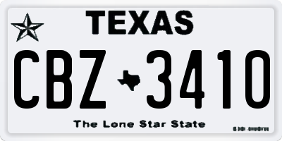 TX license plate CBZ3410