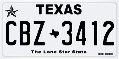 TX license plate CBZ3412