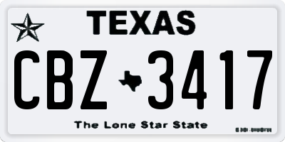 TX license plate CBZ3417
