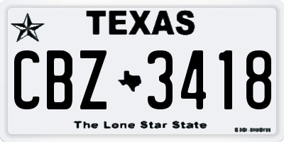 TX license plate CBZ3418