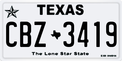 TX license plate CBZ3419