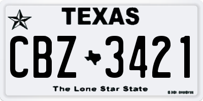 TX license plate CBZ3421