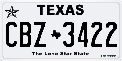 TX license plate CBZ3422