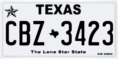 TX license plate CBZ3423