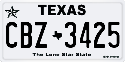 TX license plate CBZ3425