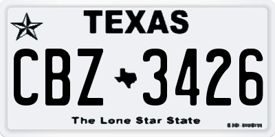 TX license plate CBZ3426