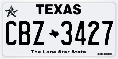 TX license plate CBZ3427