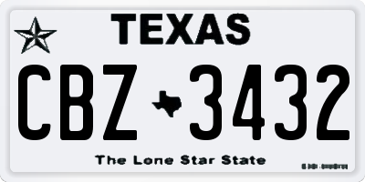 TX license plate CBZ3432
