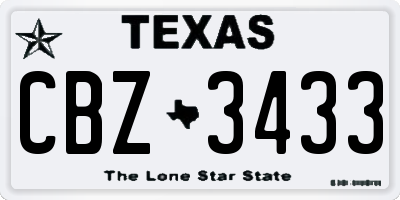 TX license plate CBZ3433