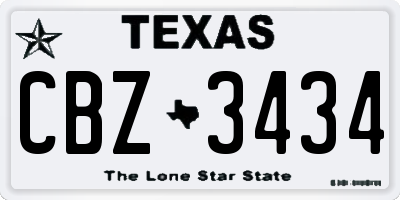 TX license plate CBZ3434