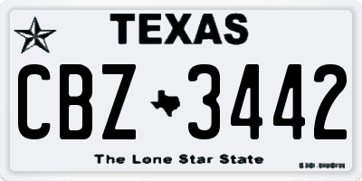 TX license plate CBZ3442