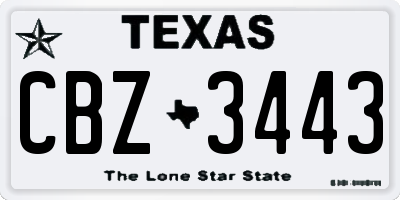 TX license plate CBZ3443