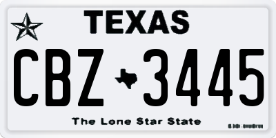 TX license plate CBZ3445
