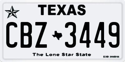 TX license plate CBZ3449