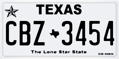 TX license plate CBZ3454