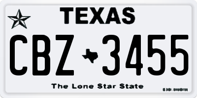 TX license plate CBZ3455