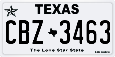 TX license plate CBZ3463