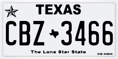 TX license plate CBZ3466