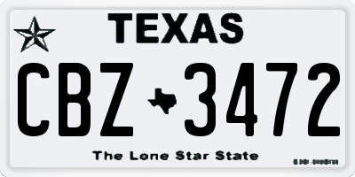 TX license plate CBZ3472