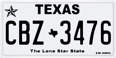 TX license plate CBZ3476