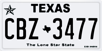TX license plate CBZ3477