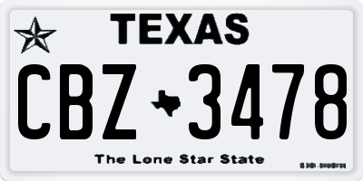 TX license plate CBZ3478