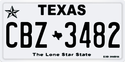 TX license plate CBZ3482