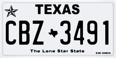 TX license plate CBZ3491