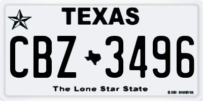 TX license plate CBZ3496