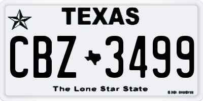 TX license plate CBZ3499