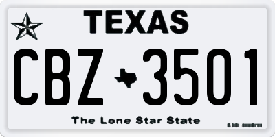 TX license plate CBZ3501