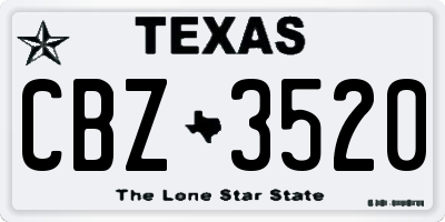 TX license plate CBZ3520