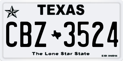TX license plate CBZ3524