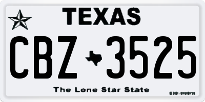 TX license plate CBZ3525