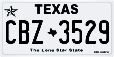 TX license plate CBZ3529