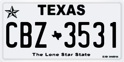 TX license plate CBZ3531