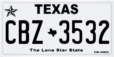 TX license plate CBZ3532