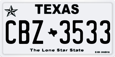 TX license plate CBZ3533